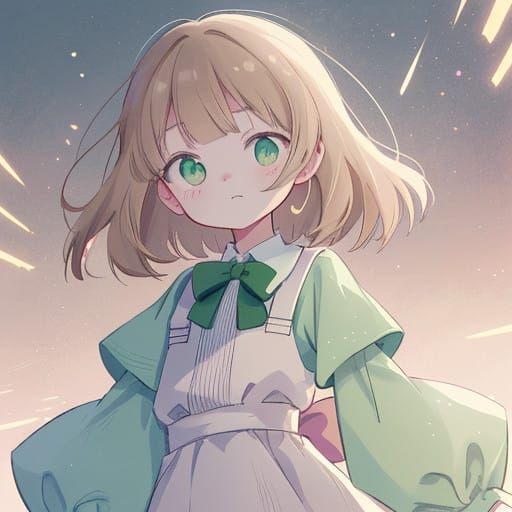 Adorable Anime-Inspired Girl with Pastel Hair and Bright Smi...