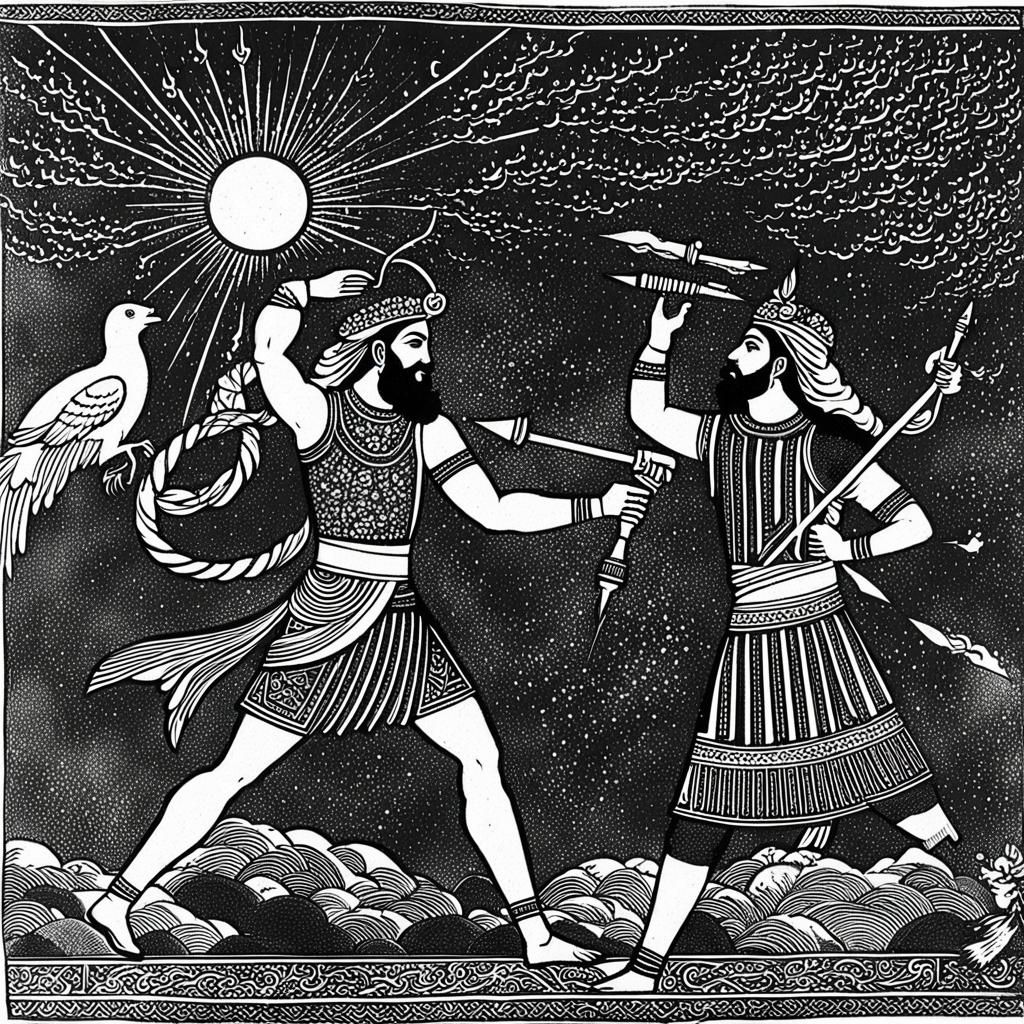 Ahura Mazda Throws Thunderbolts in Ancient Iran