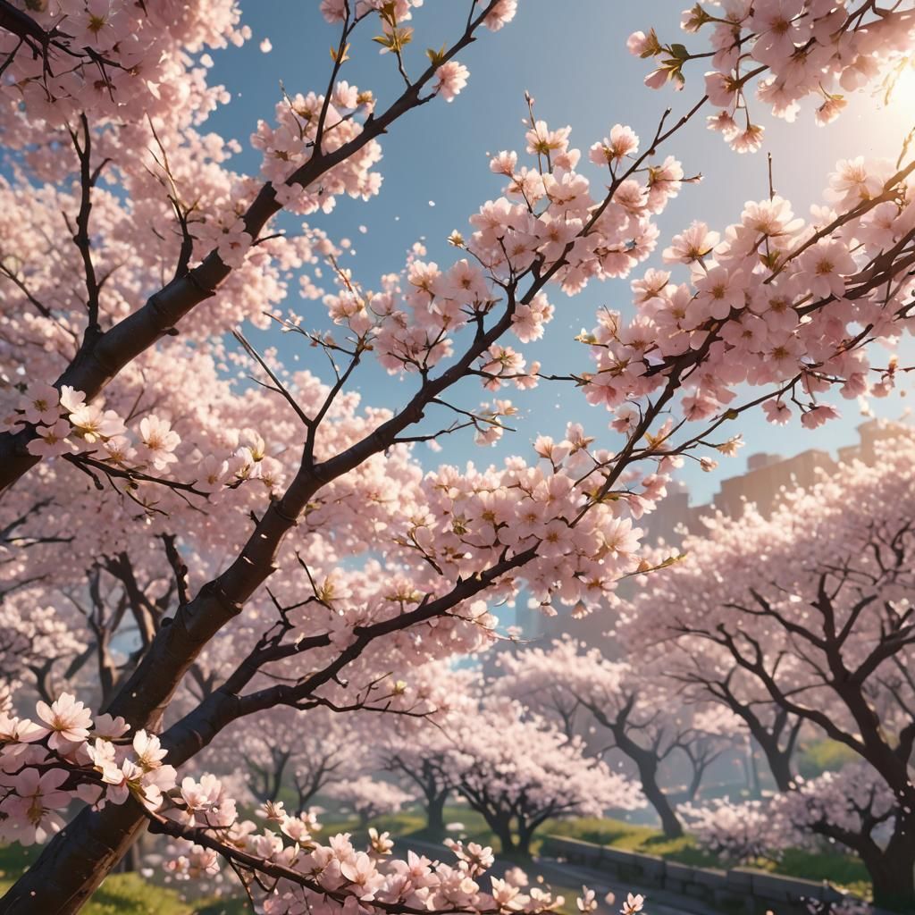 Cherry Blossoms in Gentle Wind: 3D Game Graphics