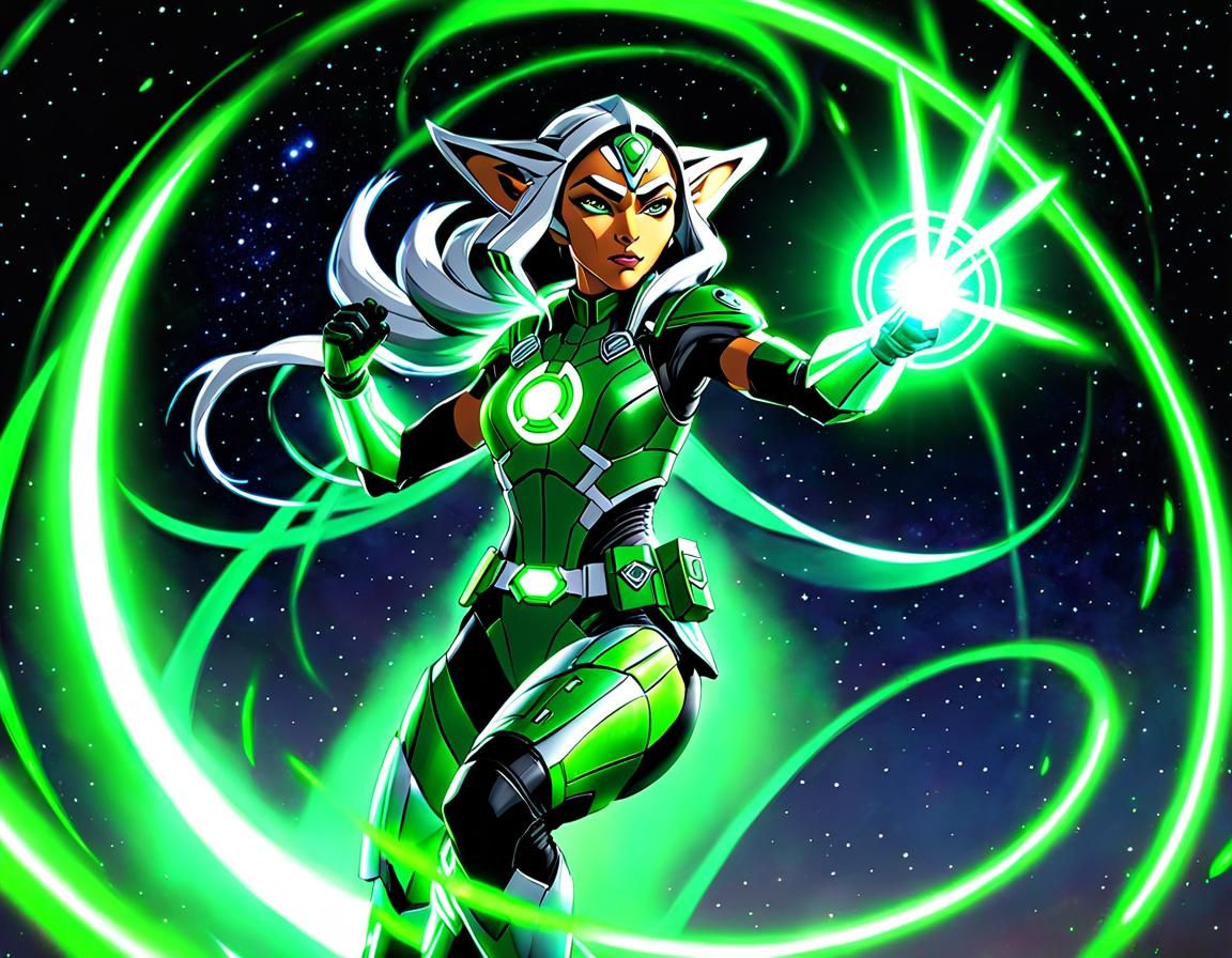 Ahsoka Tano as Green Lantern in Cyberpunk Comic Art