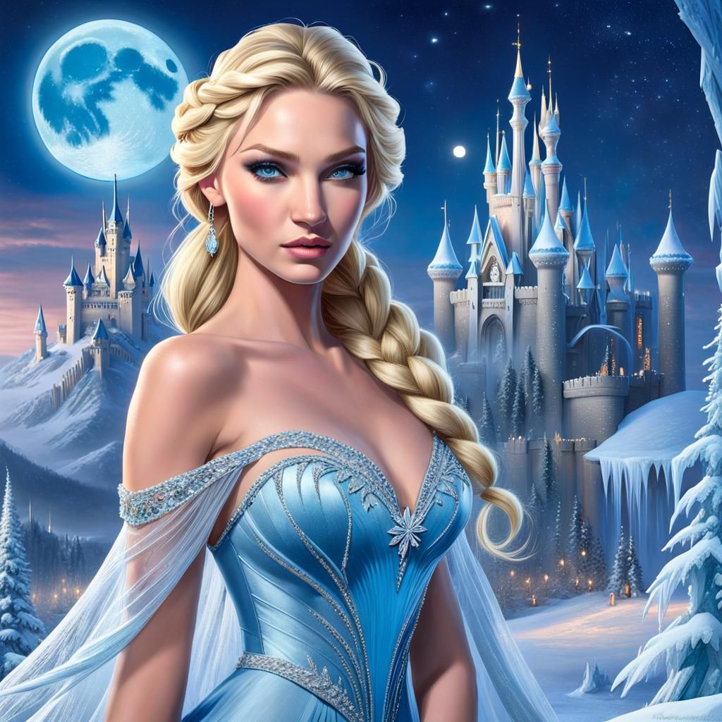 Candice Swanepoel as Elsa in Ice Castle, Digital Art