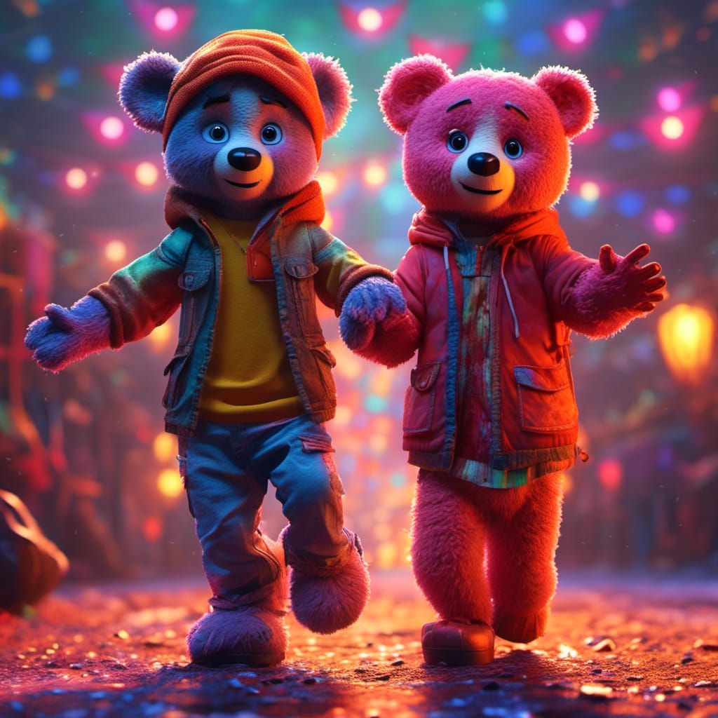 Teddy Bear Friends in Pixar-Style 3D Art