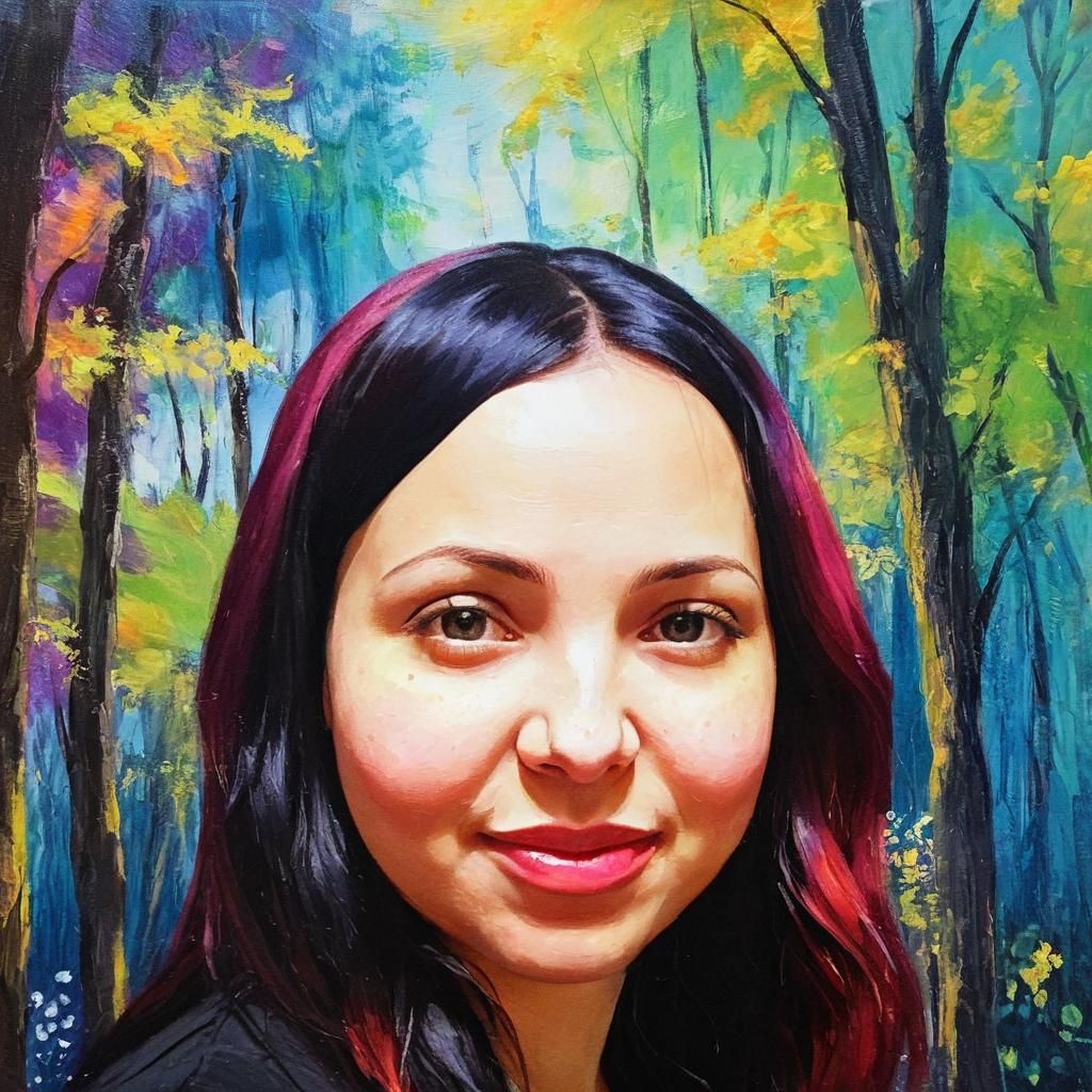 Lush Forest Portrait as Oil Painting
