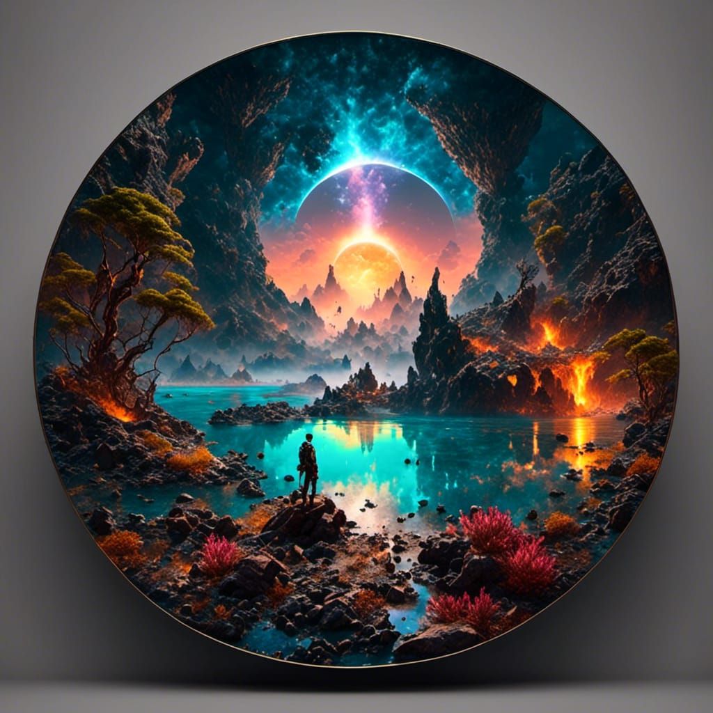 Glowing Nebula Over Volcanic Cove in Unreal Engine