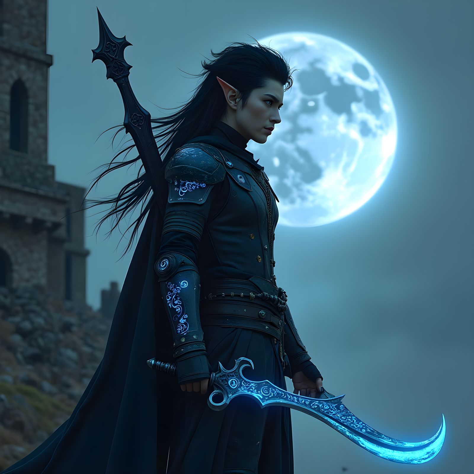 Elf Assassin with Psychic Aura in Digital Painting