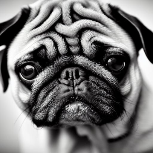 Pug Portrait in 1950s Style