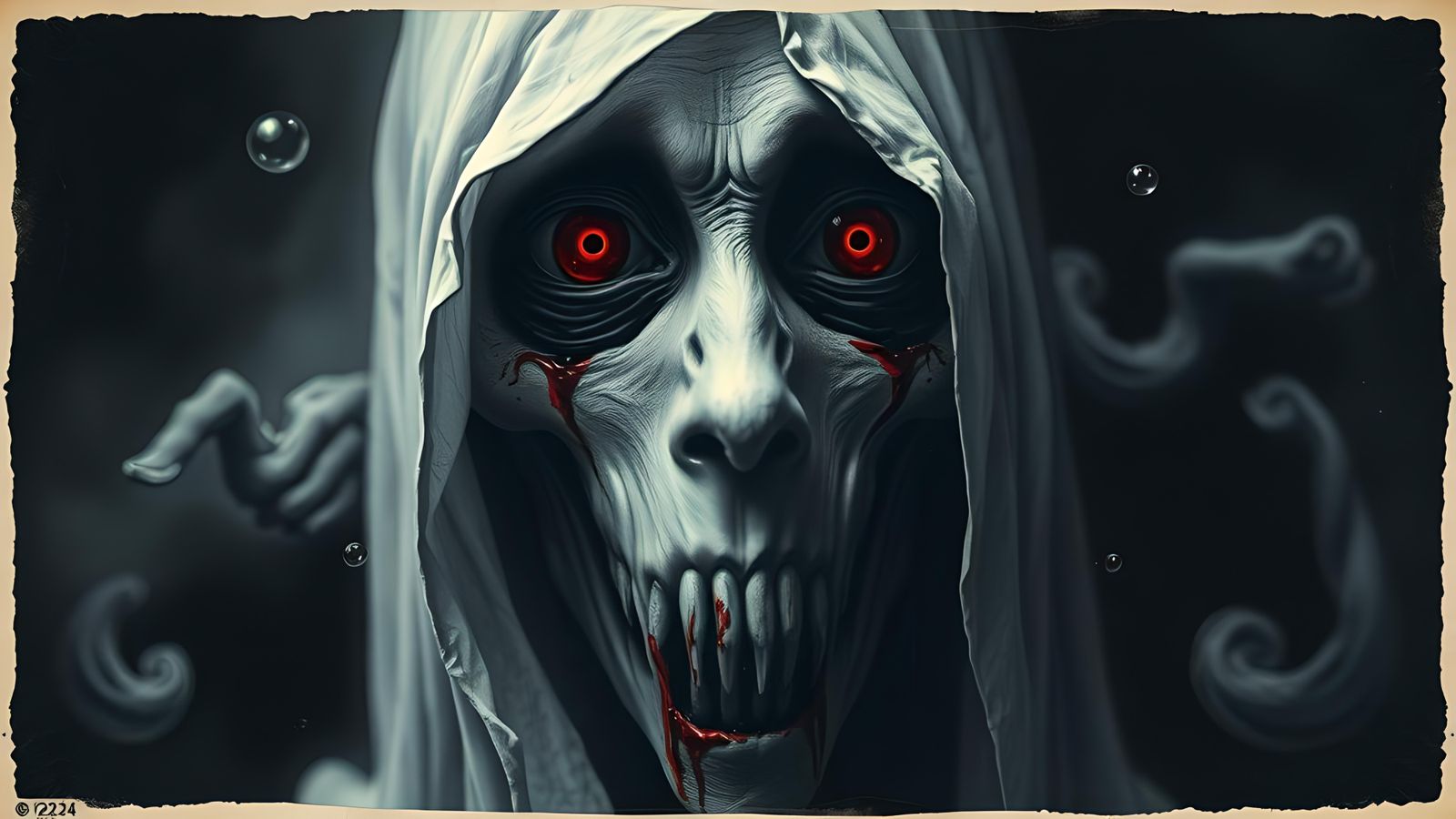 Bloody-Eyed Ghost: A Creepy Monochrome Horror Photo