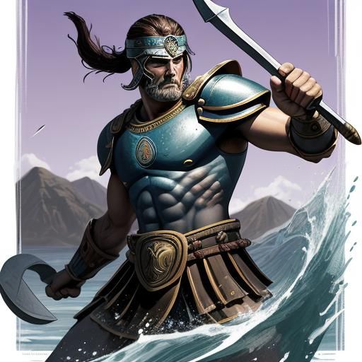 Roman Warrior Volleyball Team Logo in Comic Art Style