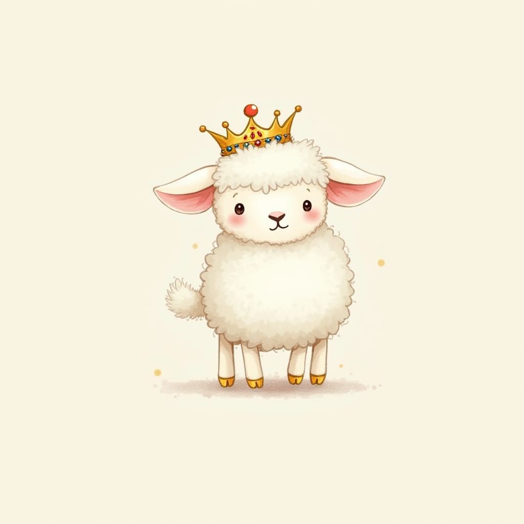 Lamb with Crown in Art Nouveau Style