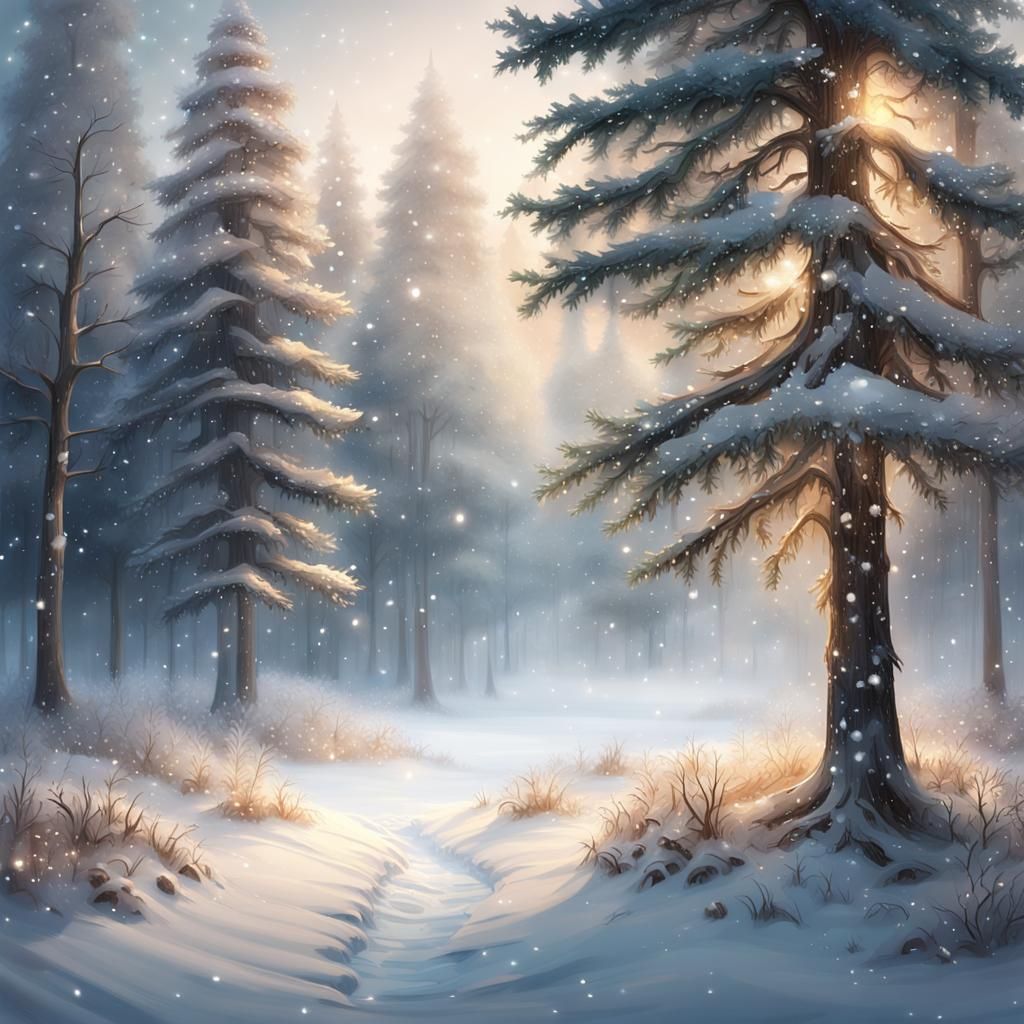 Winter Wonderland: Evergreen in a Snowy Forest