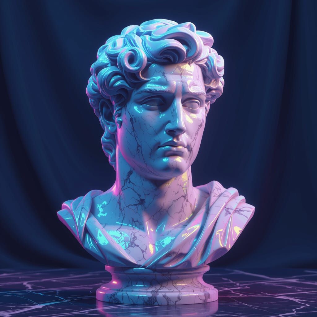 Iridescent Male Marble Bust in Unreal Engine