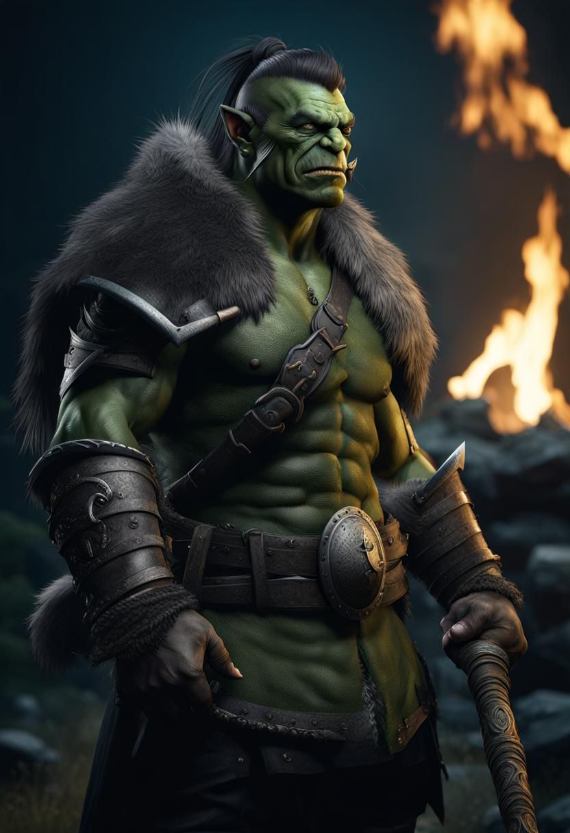 Gritty Orc Merchant Portrait in Unreal Engine