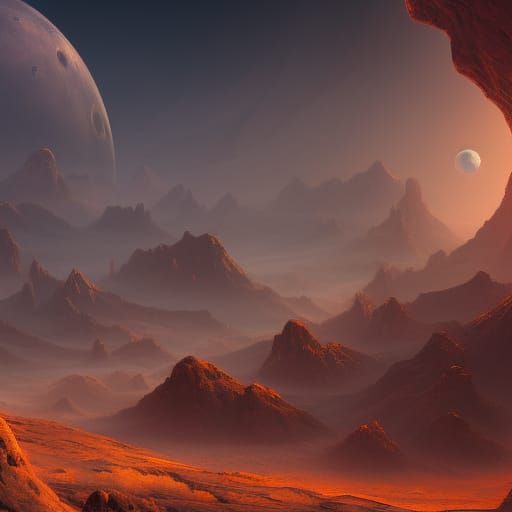 Detailed Matte Painting of Mars in Deep Color