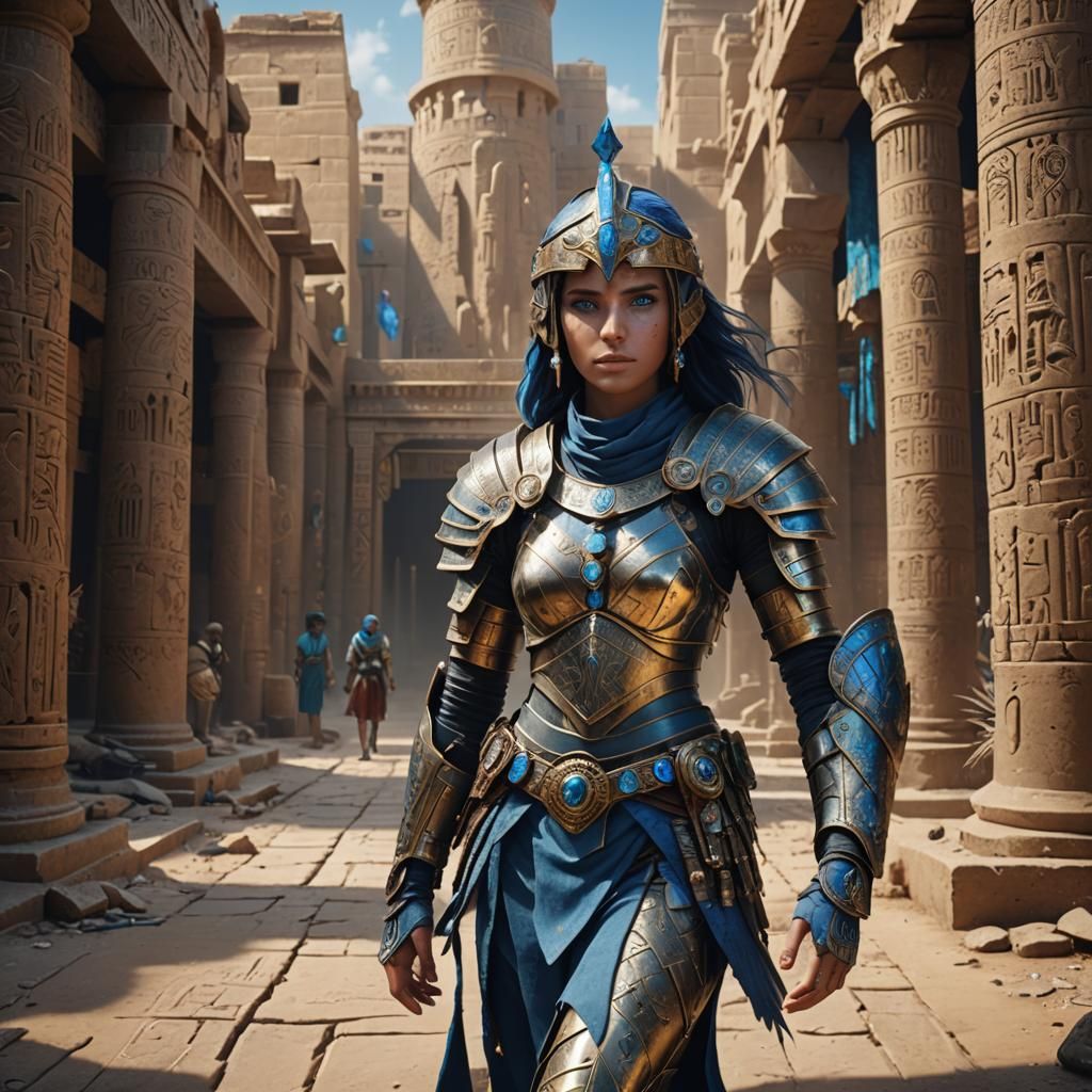 Armored Woman in Ancient Egypt: Fantasy Art