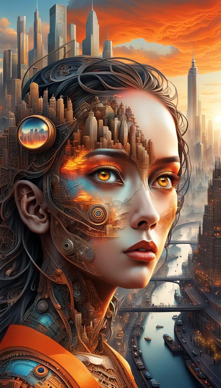 Surreal Cityscape Face: Fusion of Urban and Human
