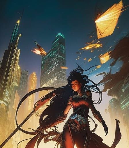 Female Protagonist Throws Knives, Fantasy Illustration