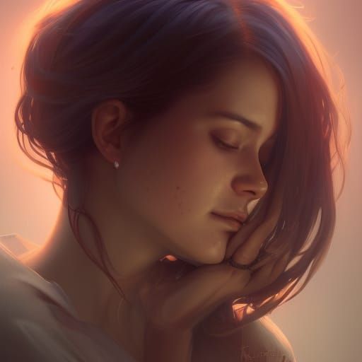 Radiant Portrait of a Loving Mother in Art Nouveau Style