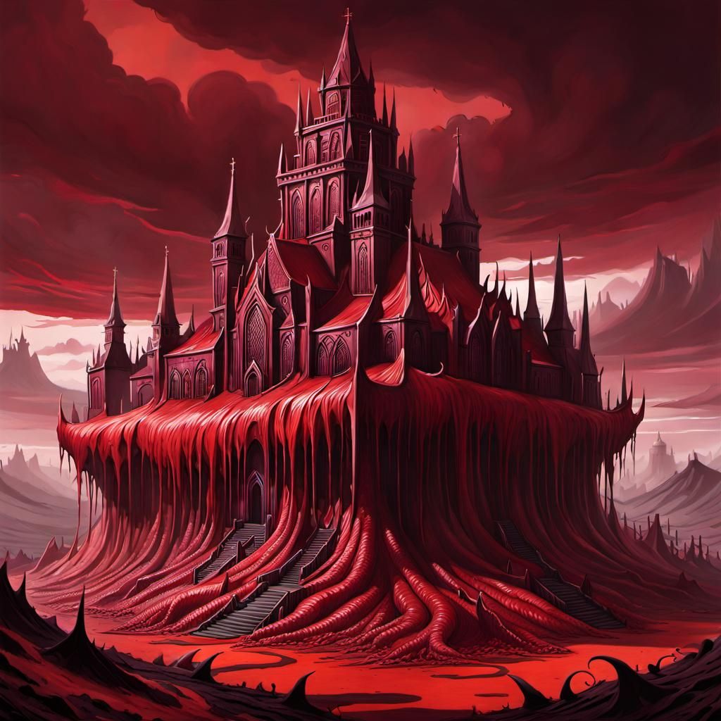 Eldritch Monastery atop Grotesque Flesh Landscape