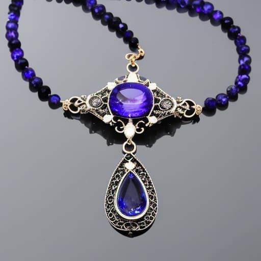 Ethereal Tanzanite crystal gothic necklace with Tanzanite crystal pendant& ethereal vibes& gothic vibes& dark fantasy vi...