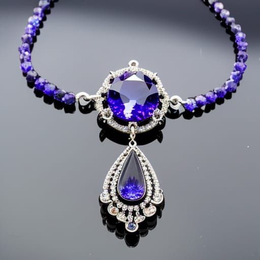 Ethereal Tanzanite crystal gothic necklace with Tanzanite crystal pendant& ethereal vibes& gothic vibes& dark fantasy vi...