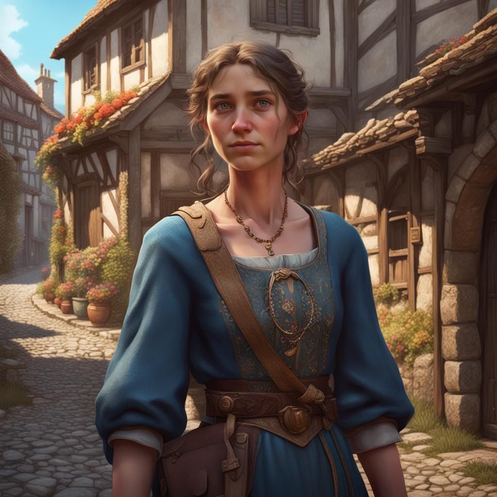 Medieval French Woman Portrait in Hyperdetailed Style