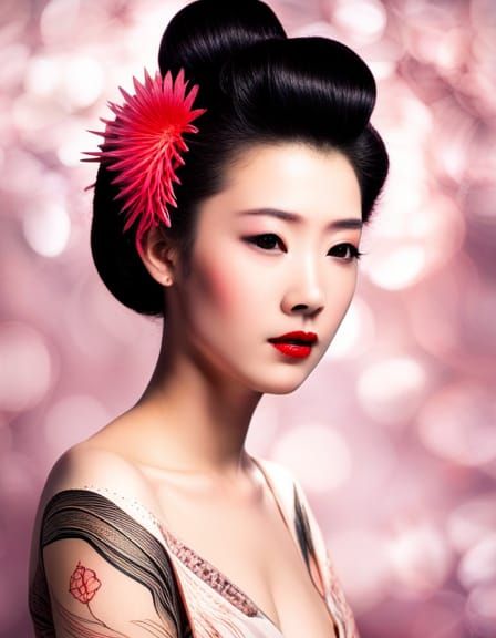 Geisha Goddess Queen with Tattoos