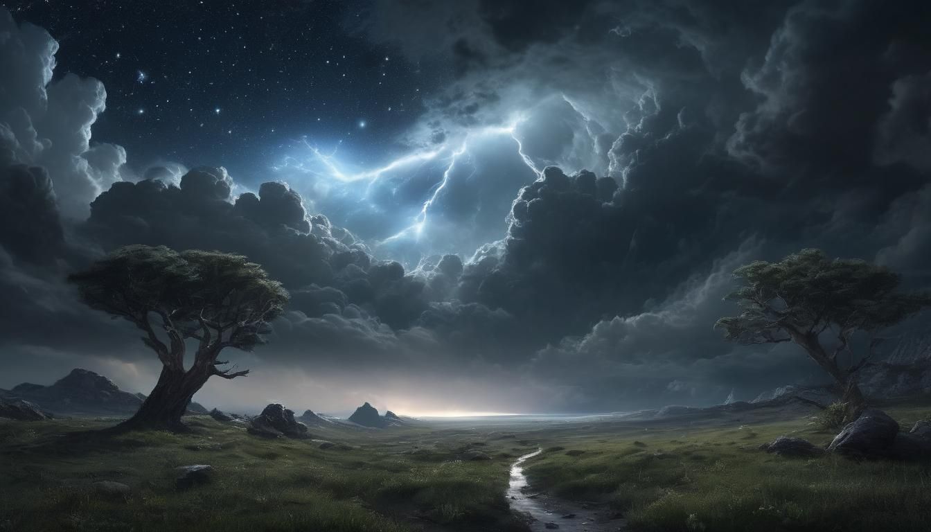 Prehistoric Men Witness a Celestial Storm