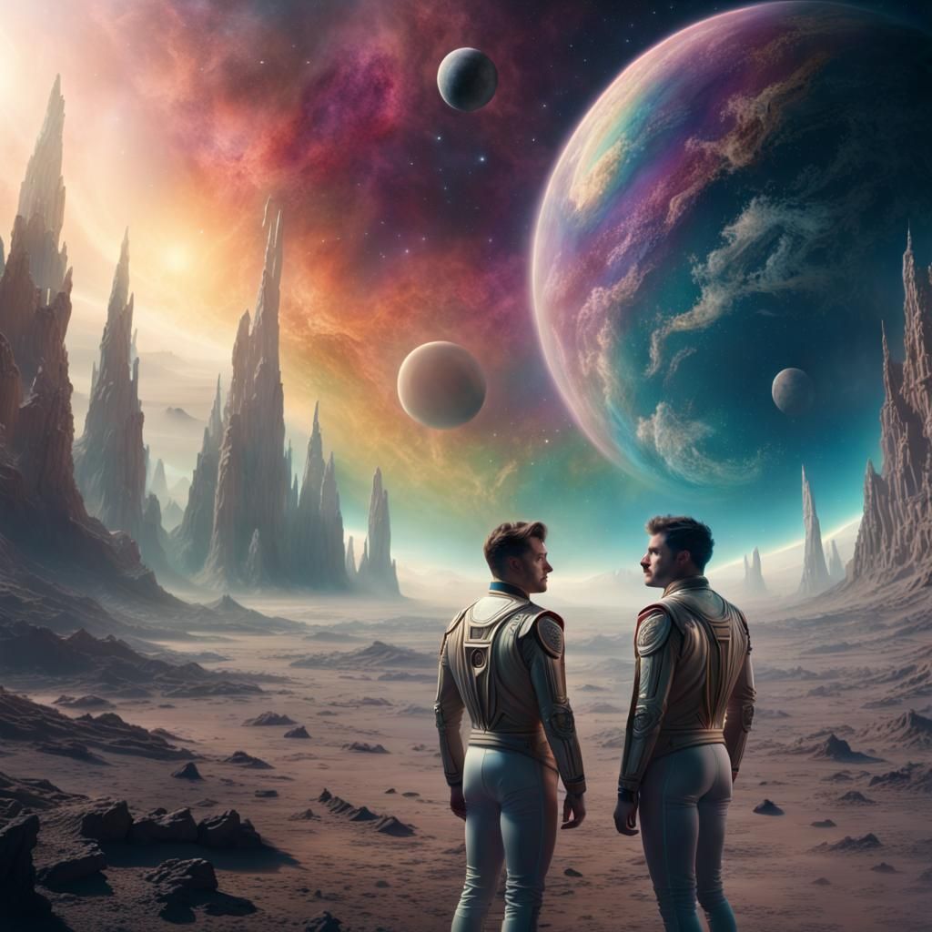 Gay Couple in Space-Time: Digital Matte Painting