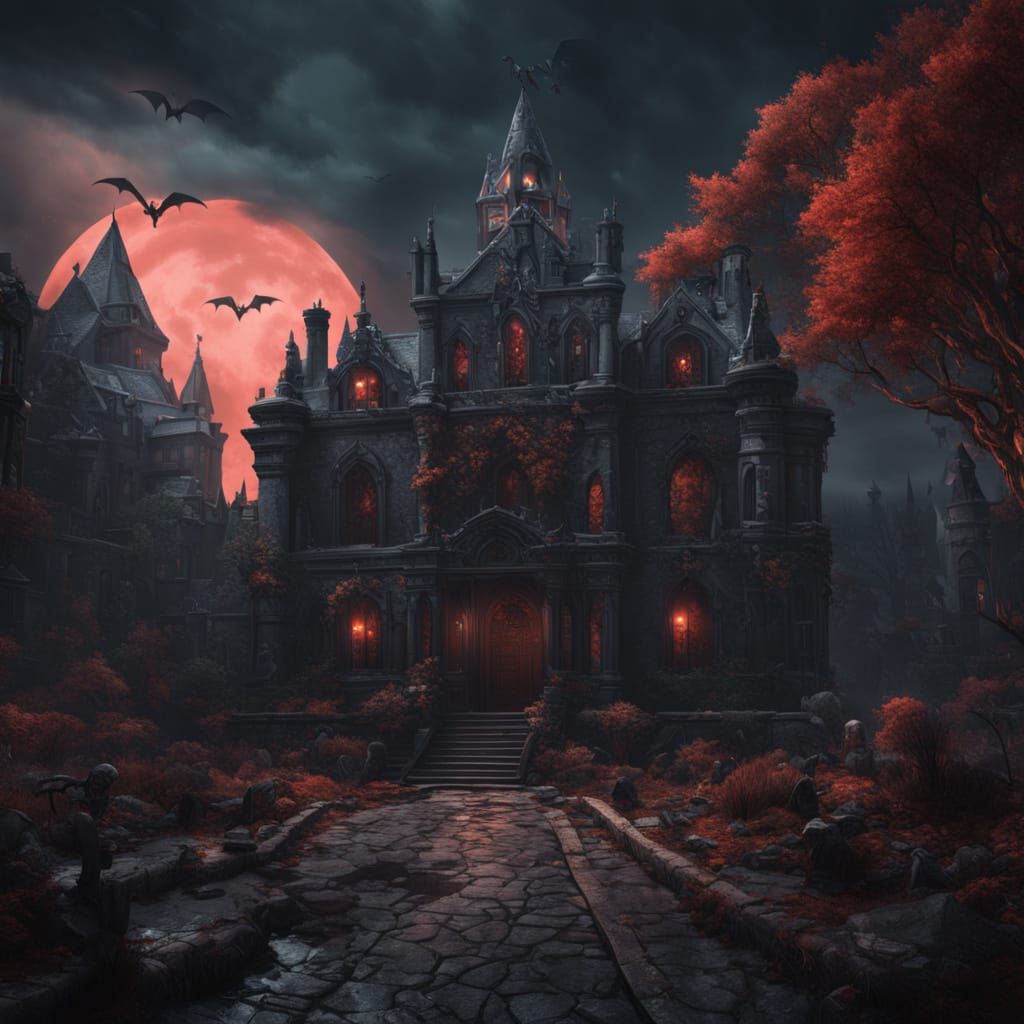 Detailed Vampire Matte Painting in Deep Color