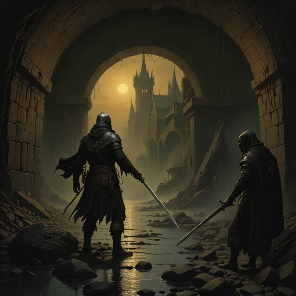 Medieval Adventurer in Sewer Shadows