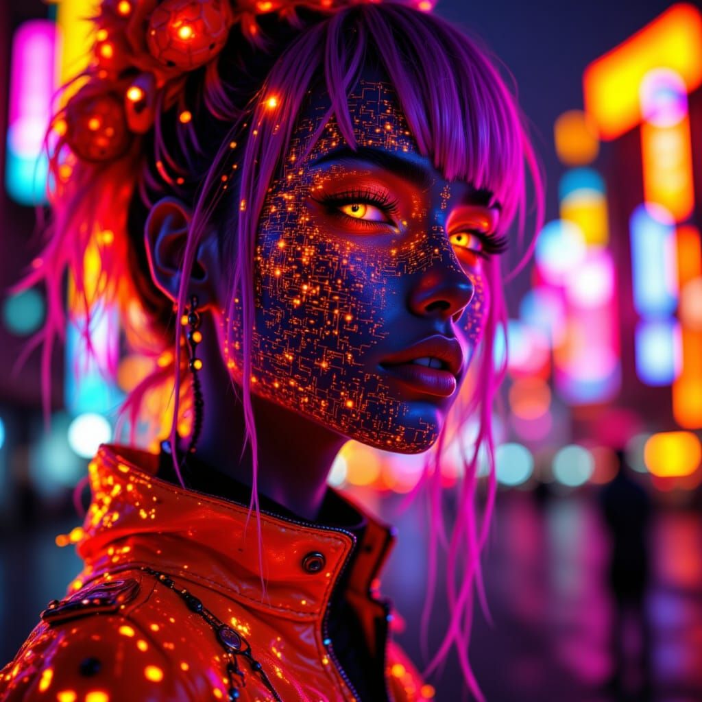 Cyberpunk Scavenger Portrait in Dark Art Style