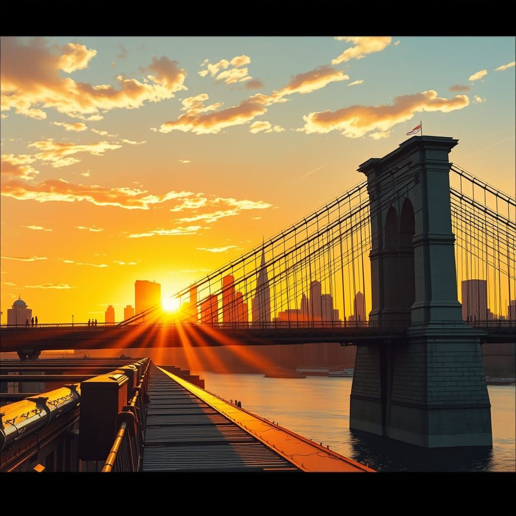 Golden Hour Over Brooklyn Bridge
