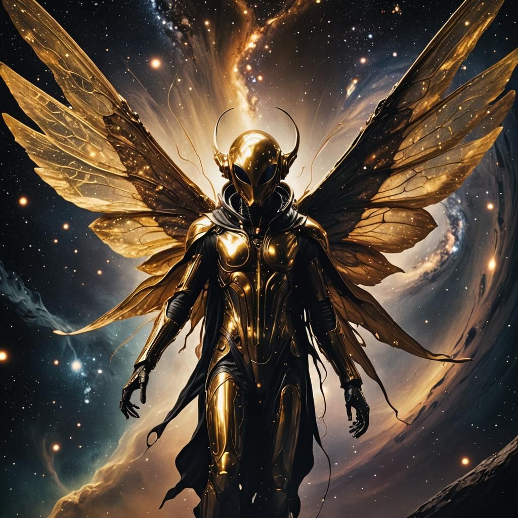 Alien Fairy in Galaxy, Edvard Munch Style