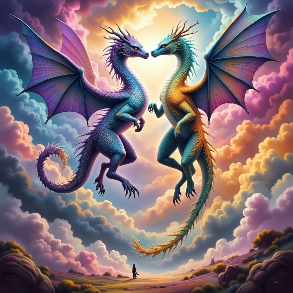 Fantasy Dragons in Vibrant Dreamscapes