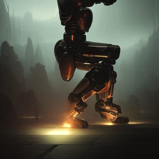 Robot Punches Human: Dark Fantasy Concept Art