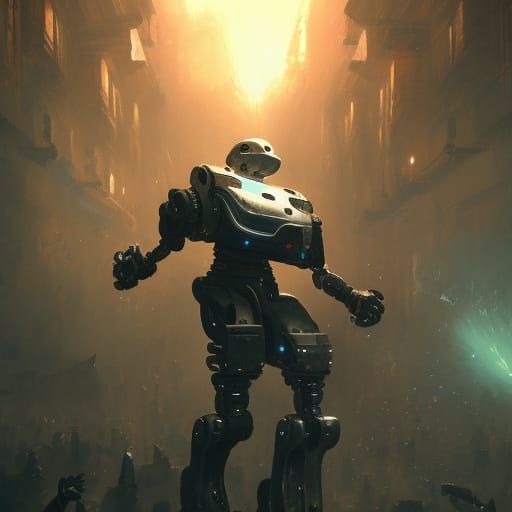 Dark Fantasy Robot Smashes Human in a Glimpse of Epic Battle