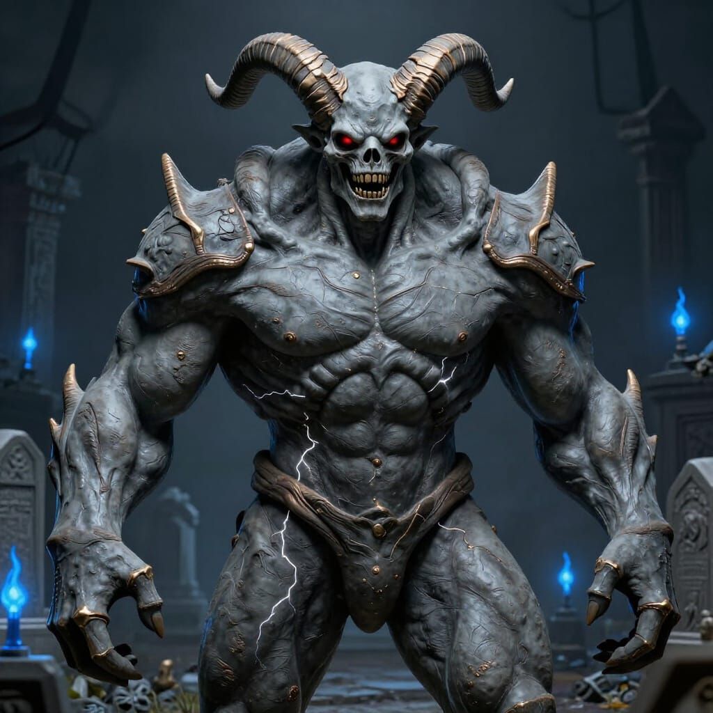 Dual-Faced Bifrons Shedim Creature with Horns