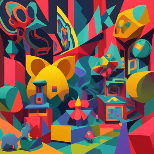 Geometric Mice in Art Deco Wonderland