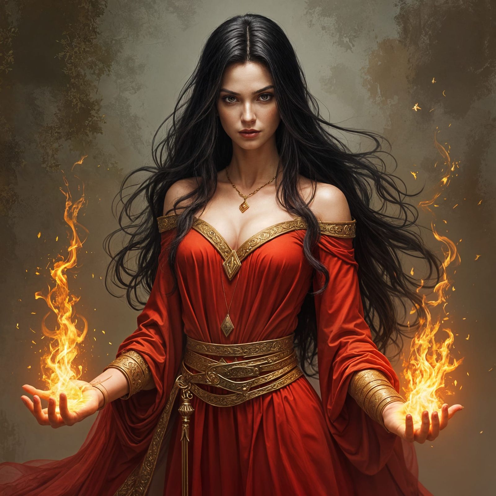 Valiant Sorceress Portrait in Classical Painting Style