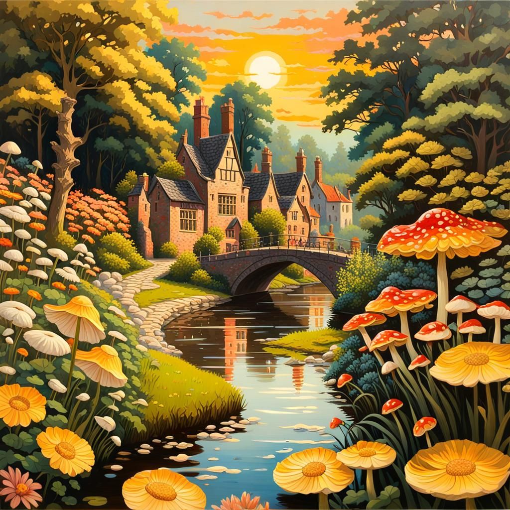 Gothic Tudor City by Chrysanthemum Garden: Impressionist Pai...