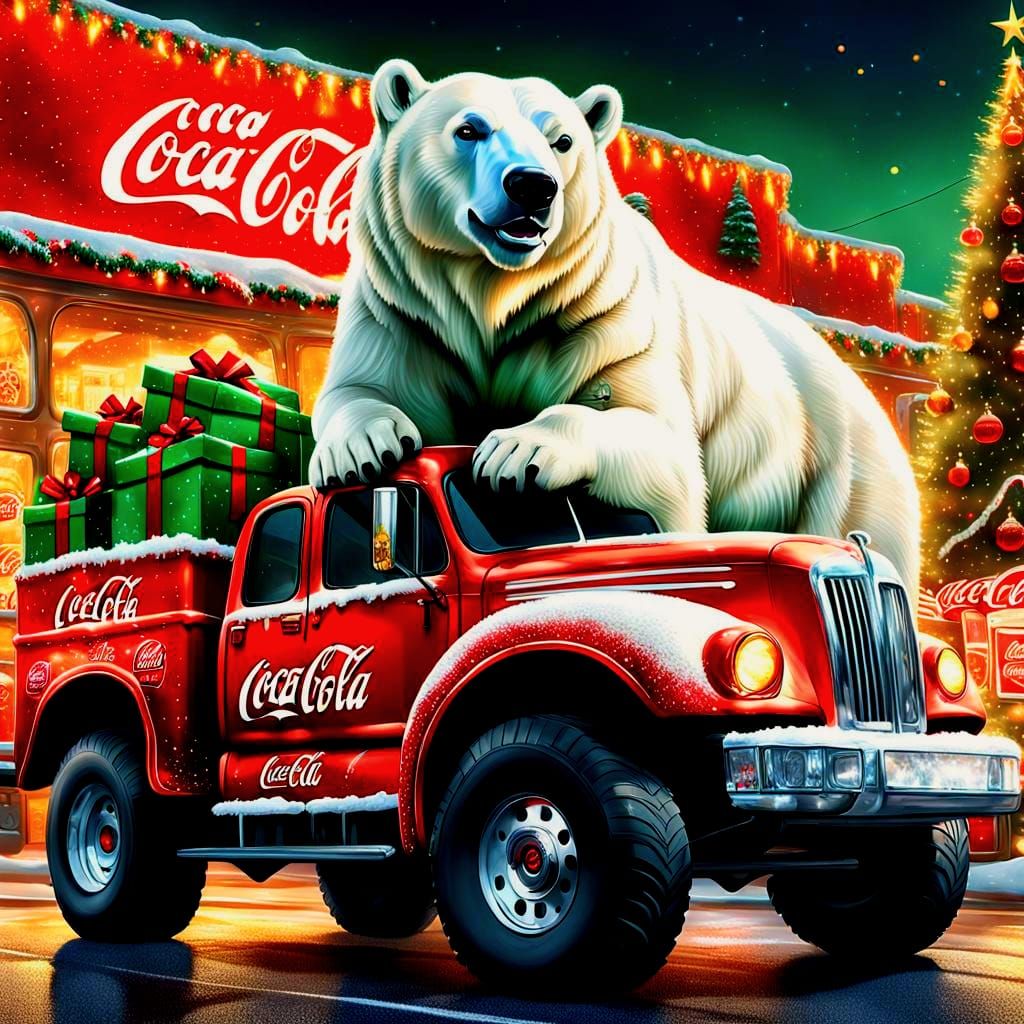 Coca-Cola Polar Bear on Christmas Truck