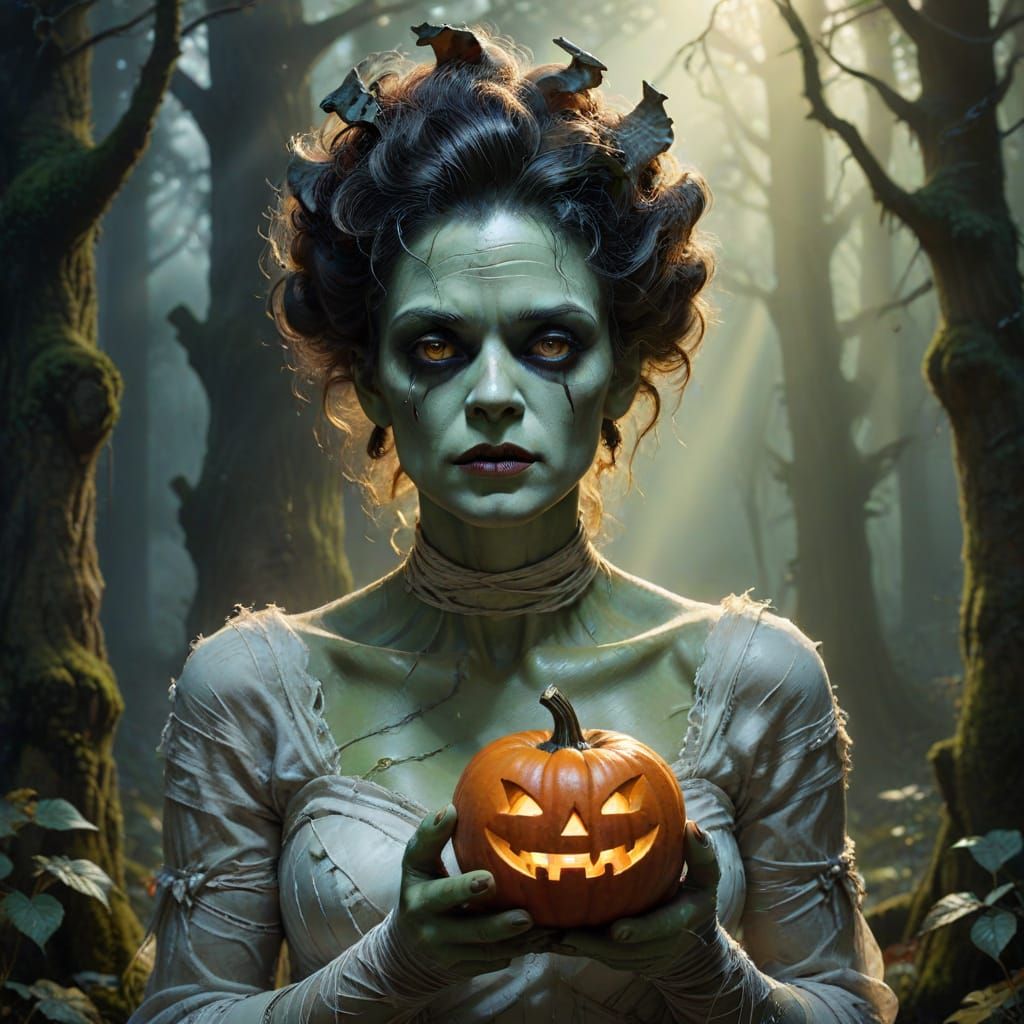 Monsters Enjoying Drinks in Misty Woodland