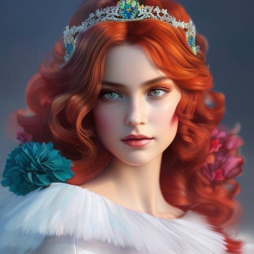 Teenage Girl with Carnations in Art Nouveau Style