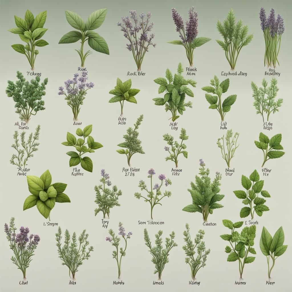 Detailed Herb Showcase in Realistic 4K Lighting