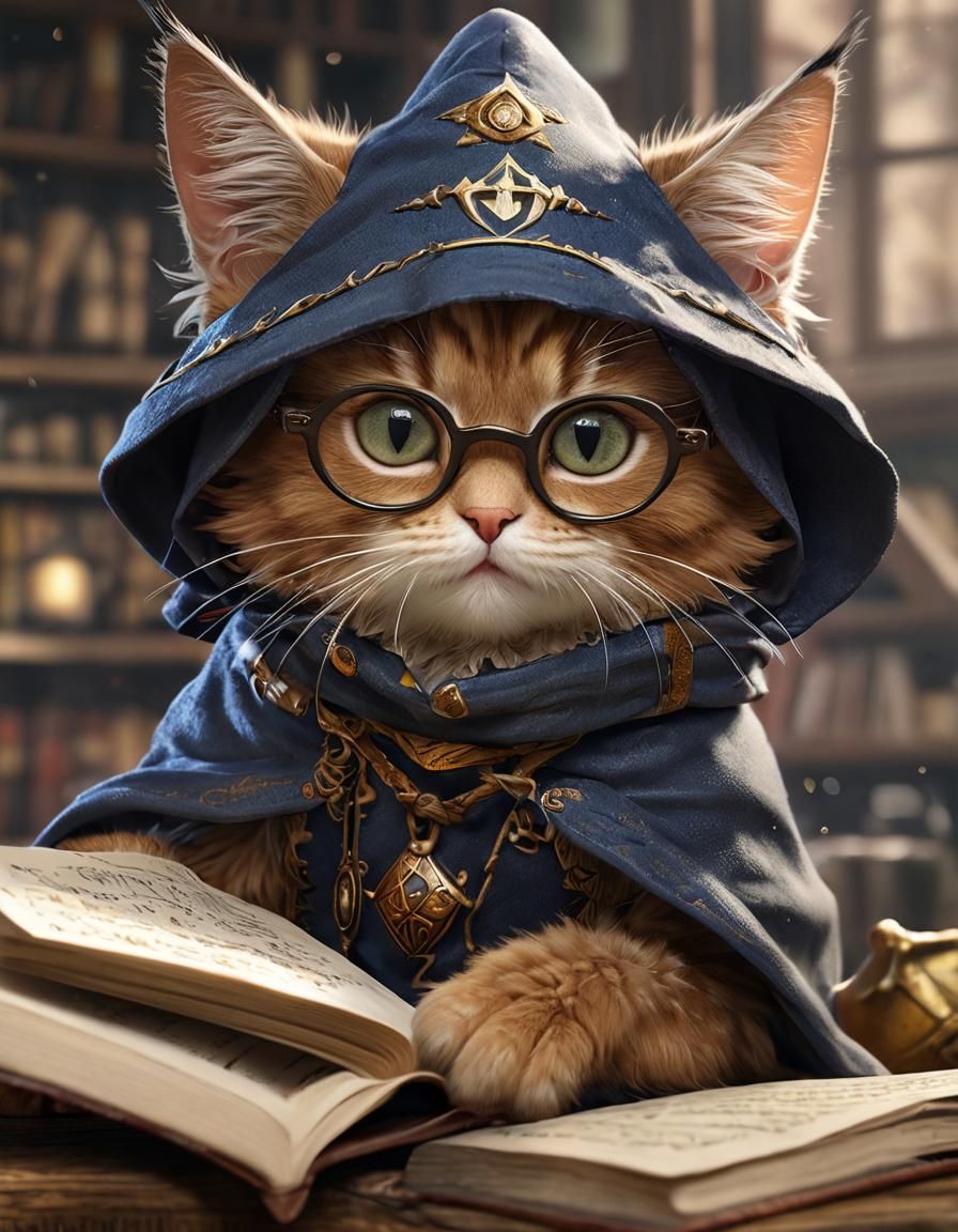 Kitten Wizard at Fantasy Academy, Anime Style