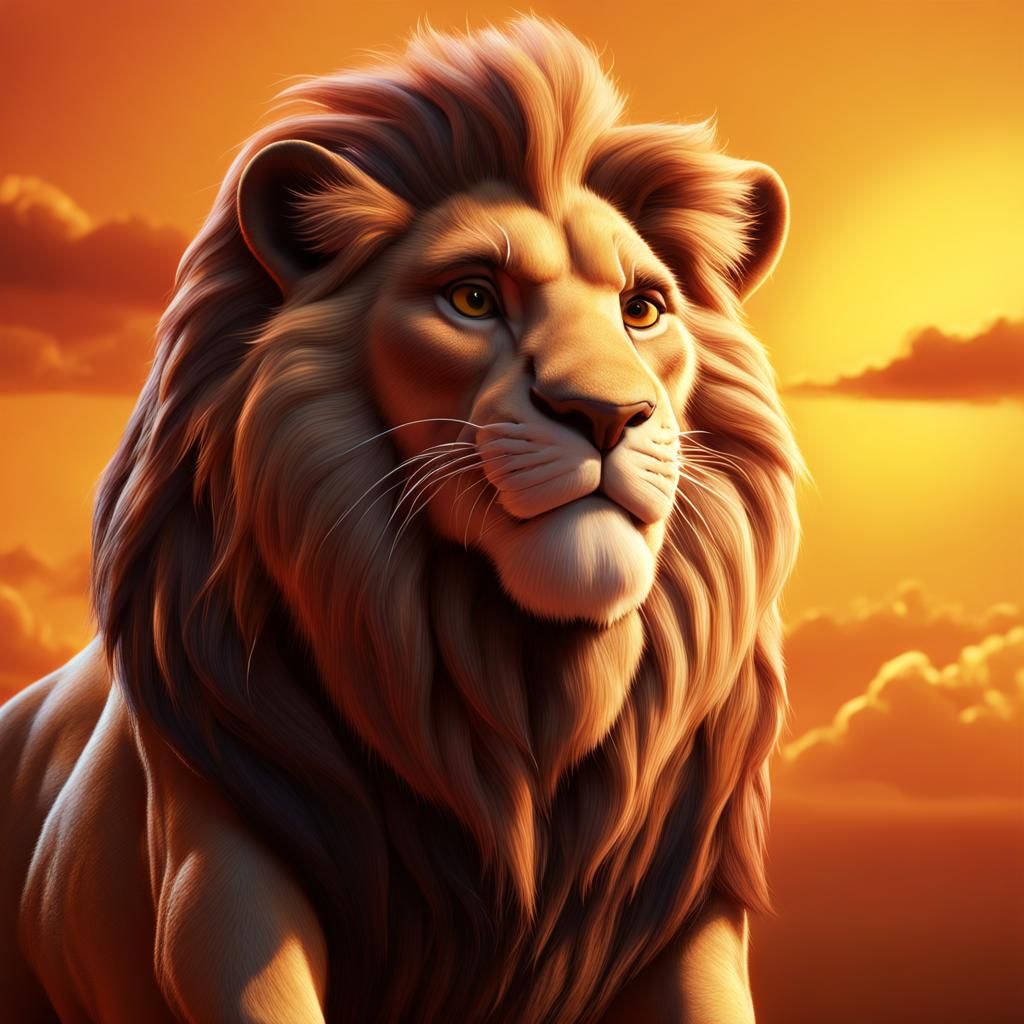 Lion King Reimagined: 3D Digital Art Poster