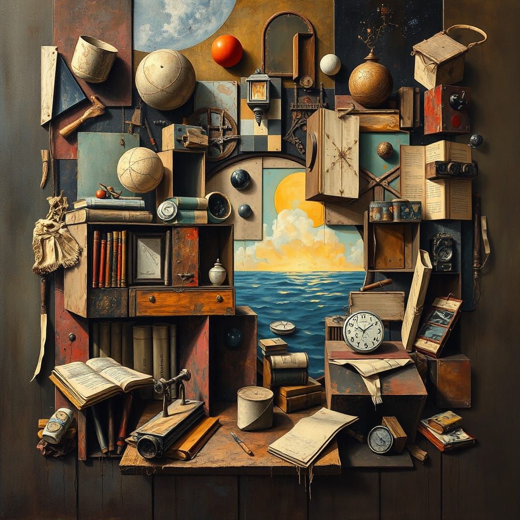 Forgotten Art Techniques Collage in Earthy Iridescence