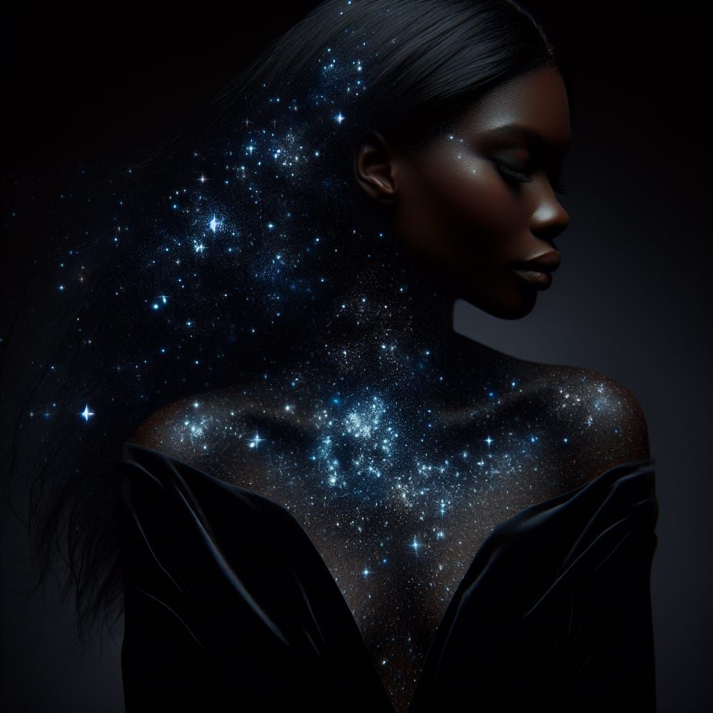 Celestial Woman: A Galaxy Dress in the Starry Night