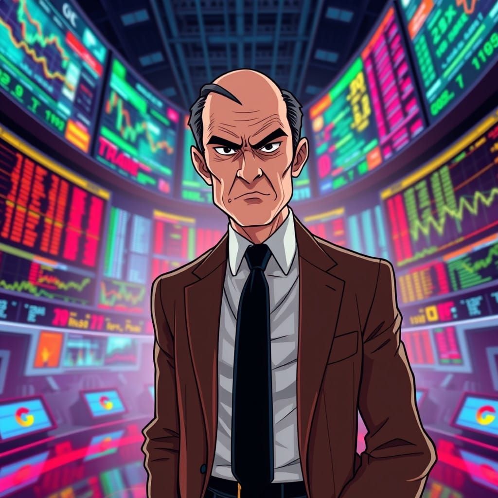 Annoyed Businessman Confronts Stock Market Chaos