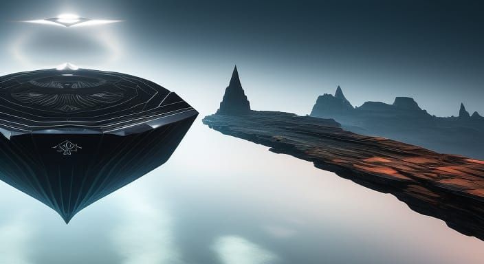 Ethereal Obsidian Crystal in Fantasy Landscape